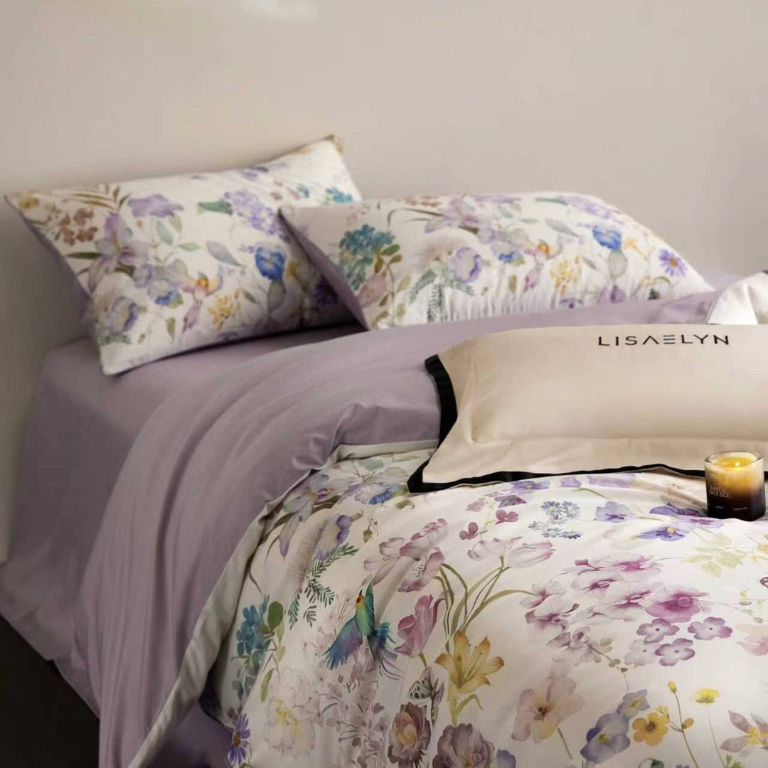 Lavender Bloom Duvet Cover Set (Egyptian Cotton, 600 TC)