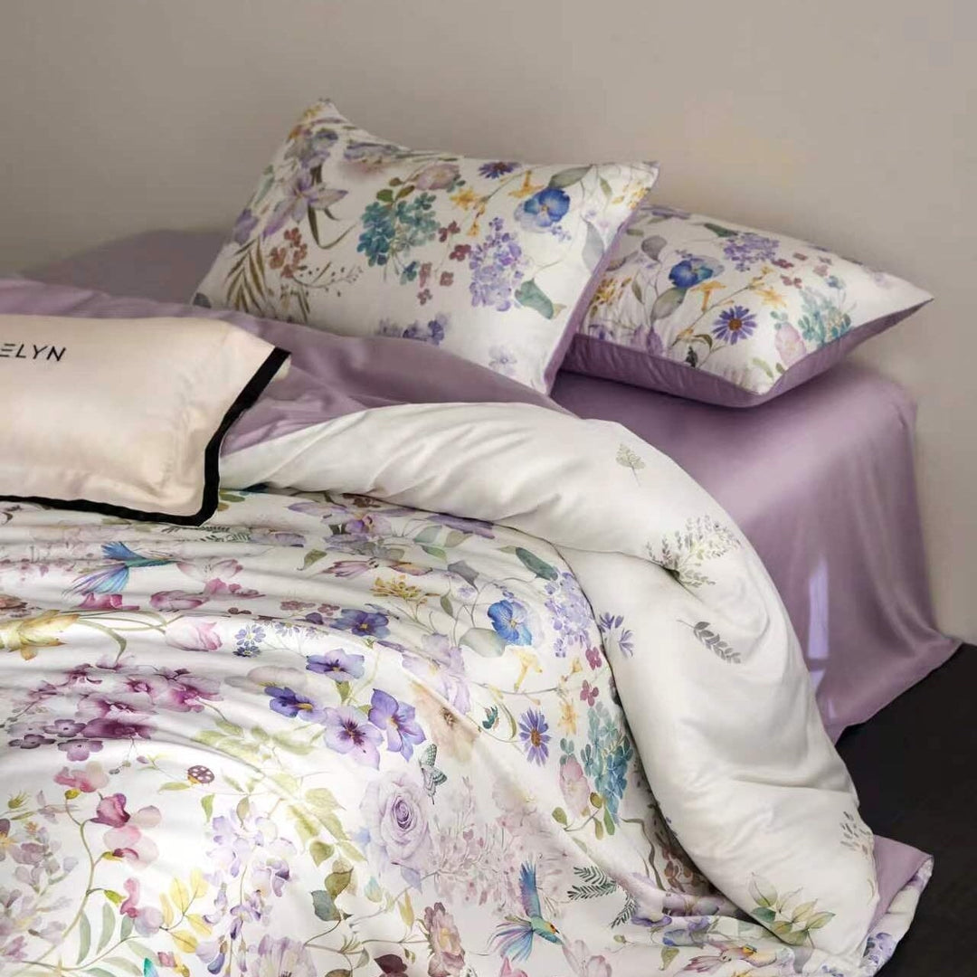 Lavender Bloom Duvet Cover Set (Egyptian Cotton, 600 TC)