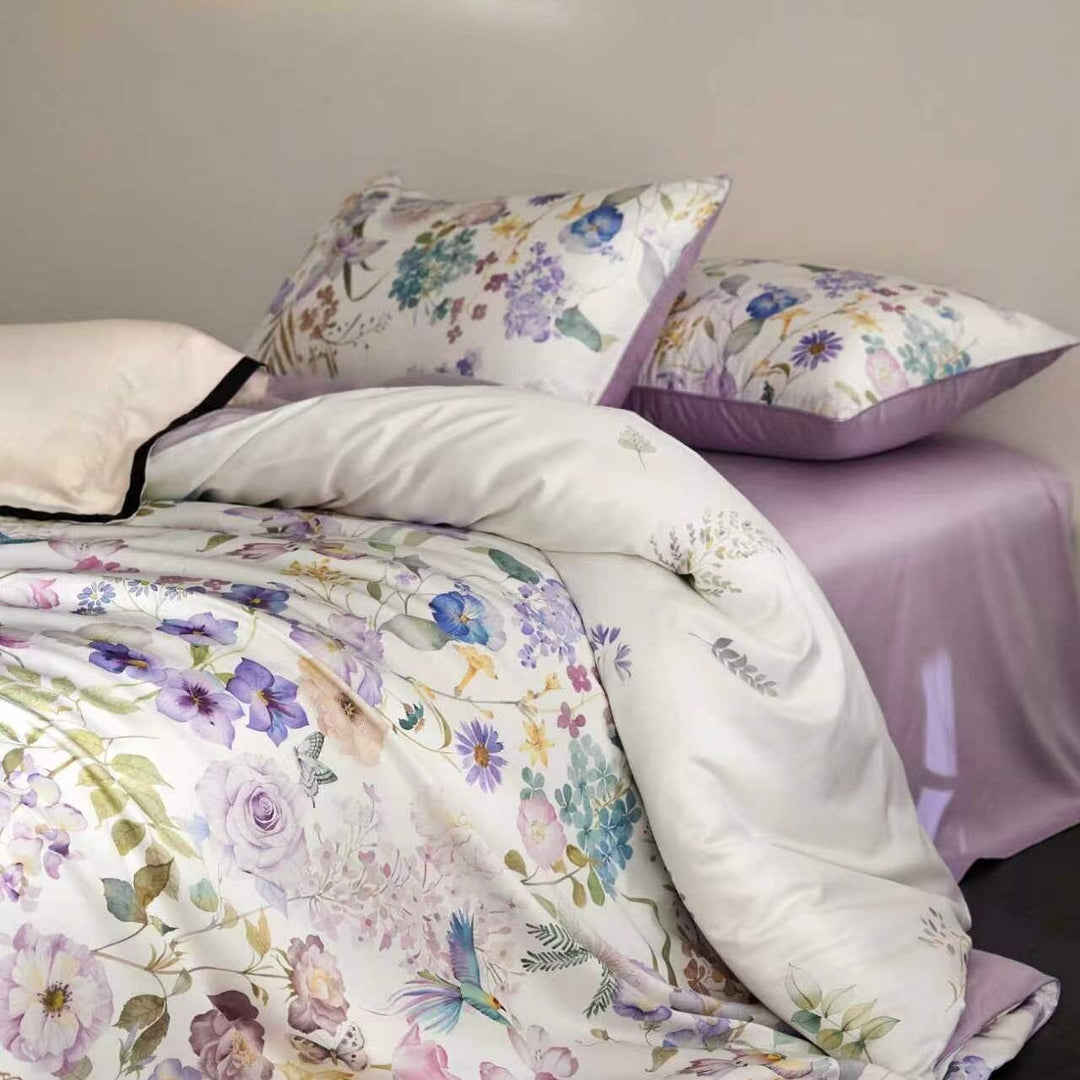 Lavender Bloom Duvet Cover Set (Egyptian Cotton, 600 TC)
