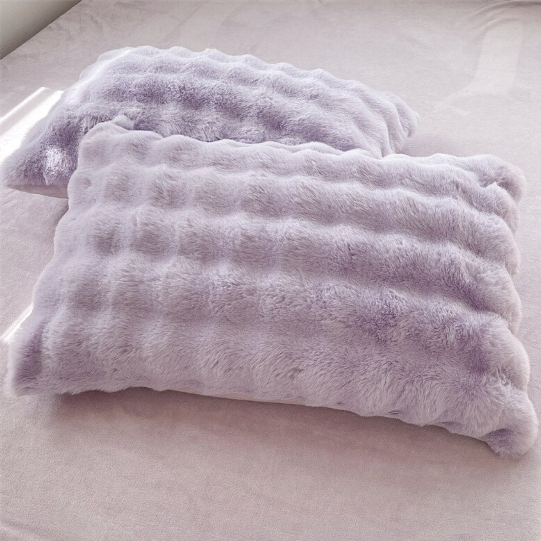 Lilac Fluffy Faux Fur Pillowcases (Set of 2)