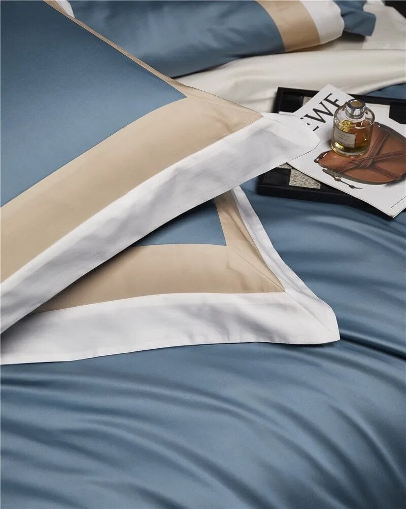Cover Set Bluecore Linear Blue Duvet Cover Set Luxury Designer Bedding Set – Roomie Design