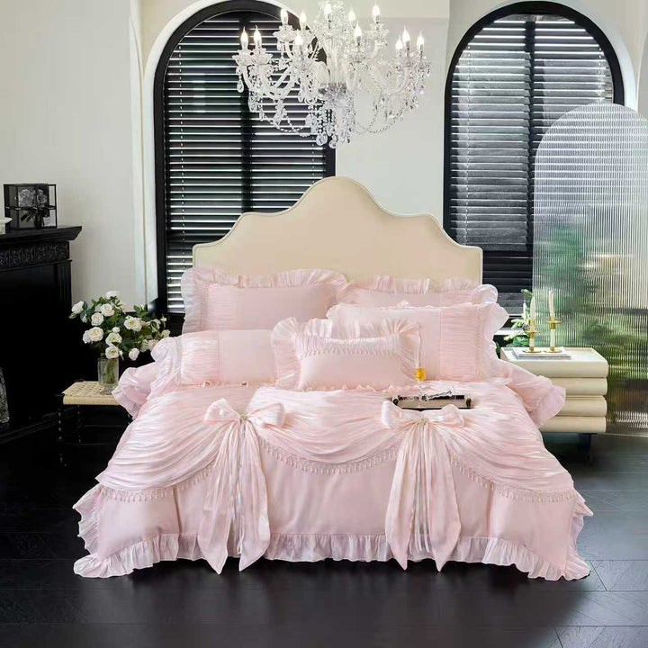 Maison Royale Pink Ruffled Duvet Cover Set