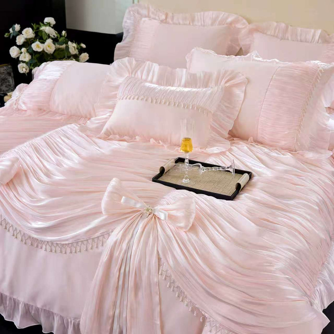Maison Royale Pink Ruffled Duvet Cover Set