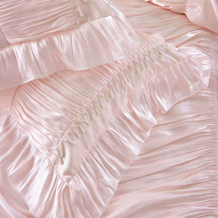 Maison Royale Pink Ruffled Duvet Cover Set