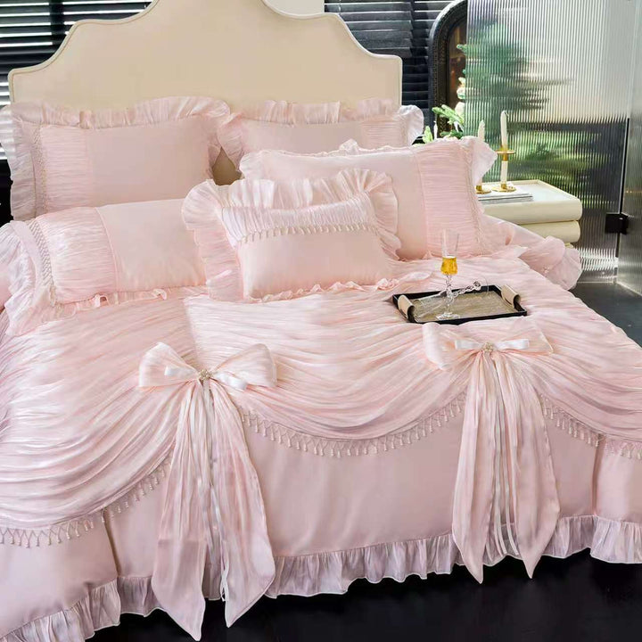 Maison Royale Pink Ruffled Duvet Cover Set