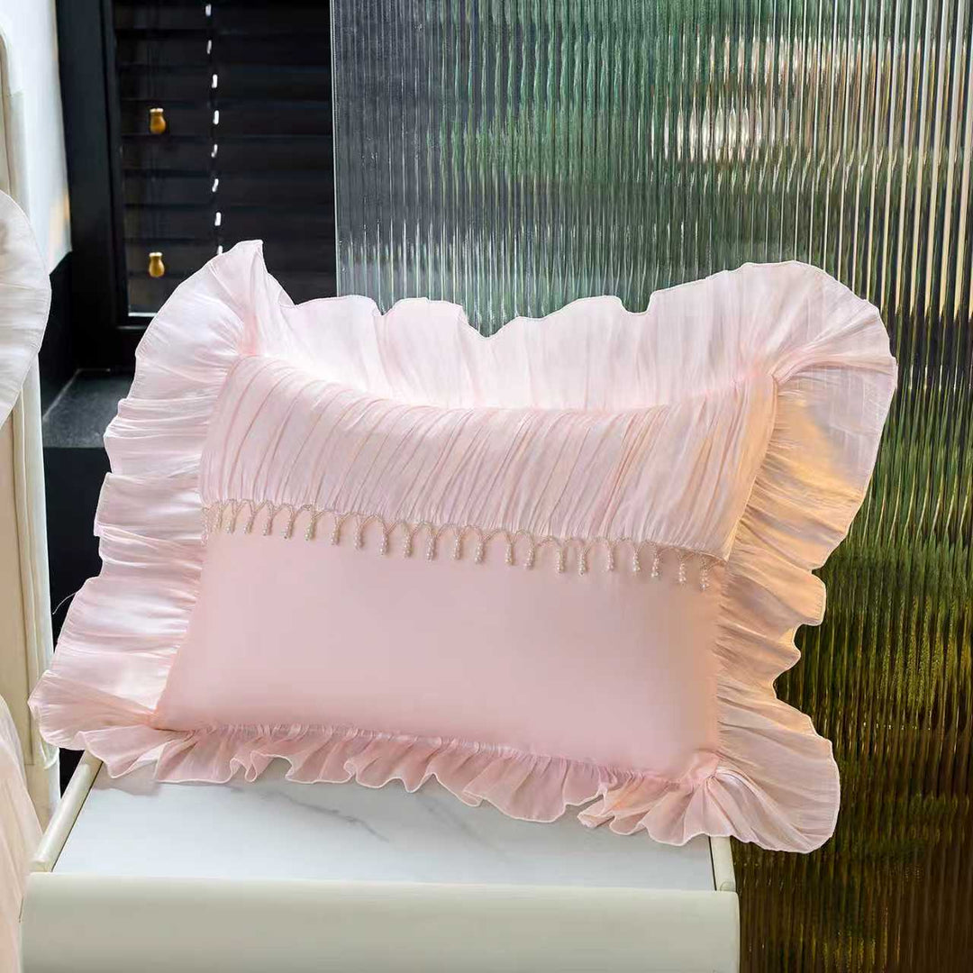 Maison Royale Pink Ruffled Duvet Cover Set
