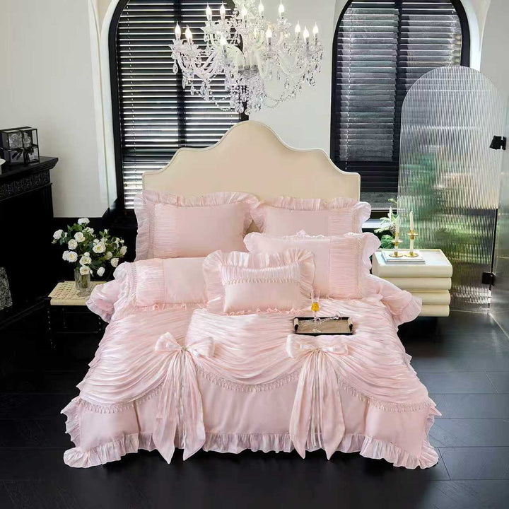 Maison Royale Pink Ruffled Duvet Cover Set