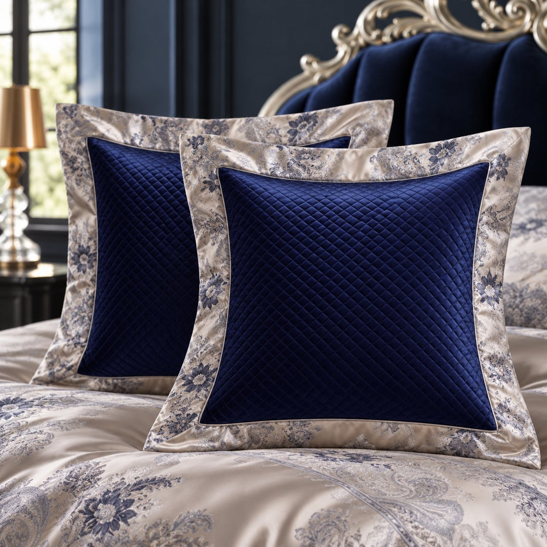 Majestic Blue Cotton Satin Pillowcases (Set of 2) – 1000 TC