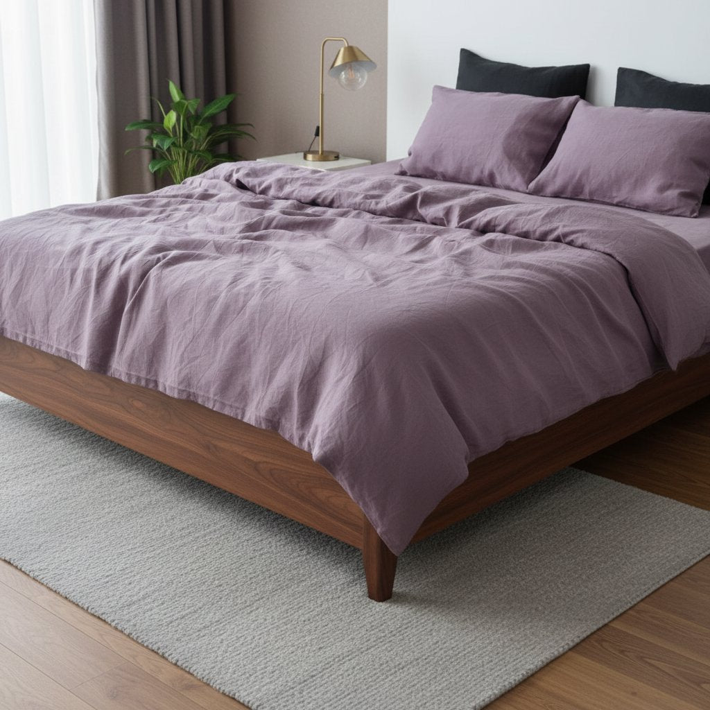 Mauve 100% Linen Bedding Set