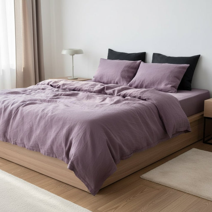 Mauve 100% Linen Bedding Set