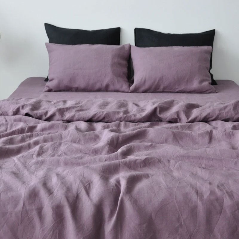 Mauve 100% Linen Bedding Set