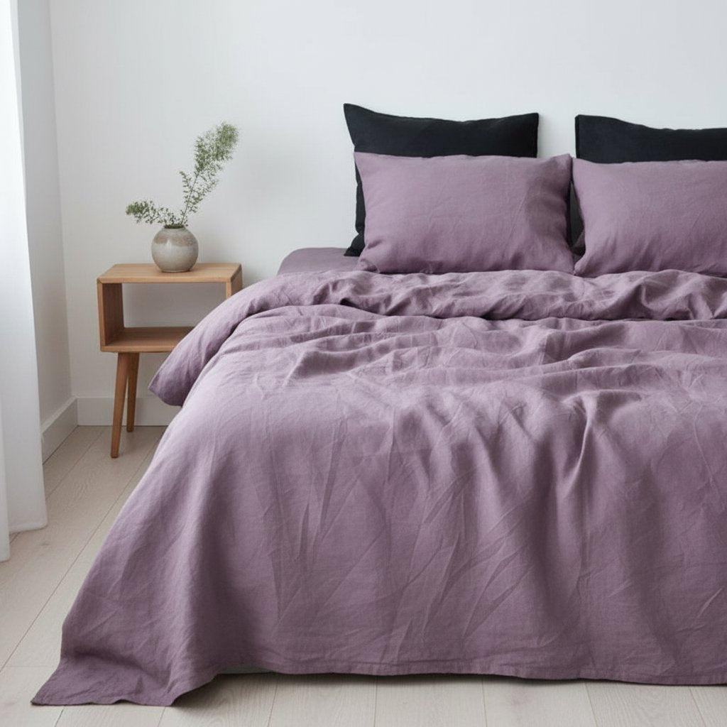 Mauve 100% Linen Bedding Set