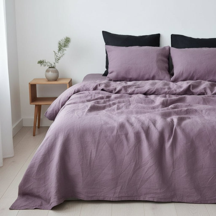 Mauve 100% Linen Bedding Set