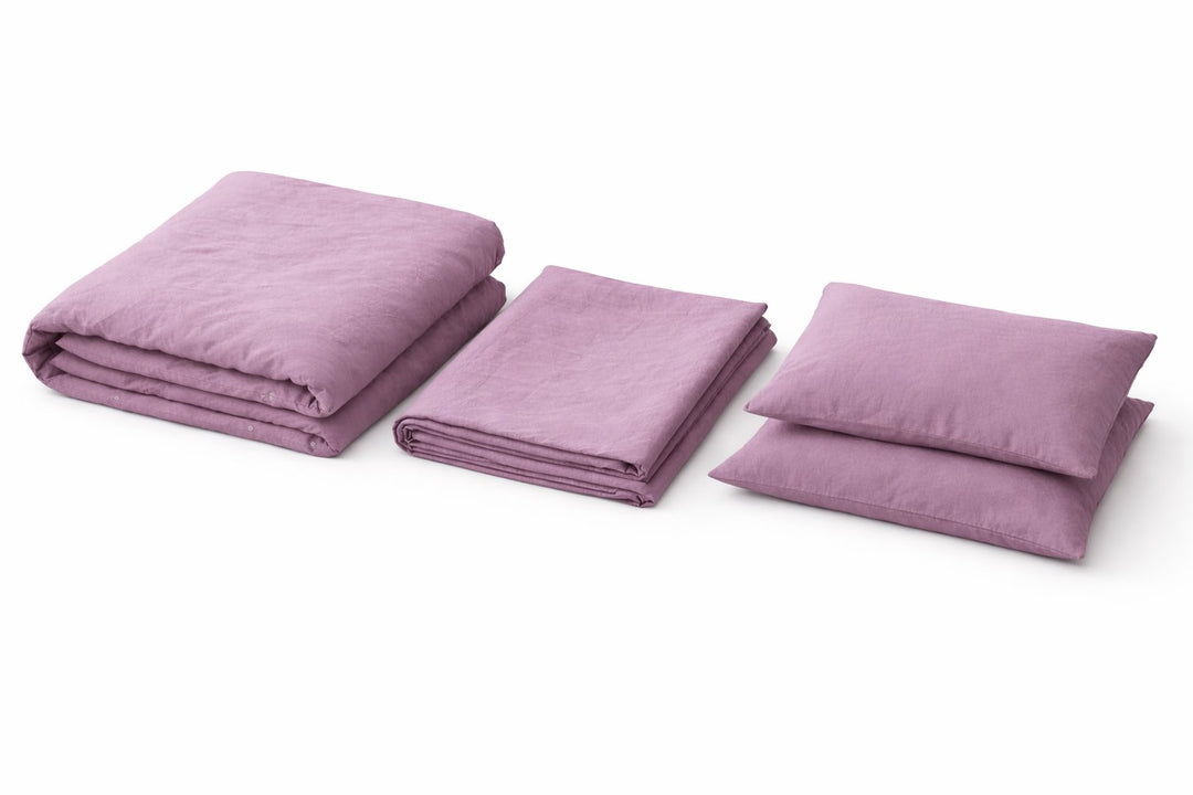 Mauve 100% Linen Bedding Set