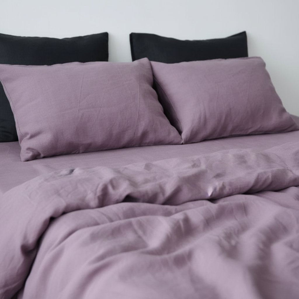 Mauve 100% Linen Bedding Set