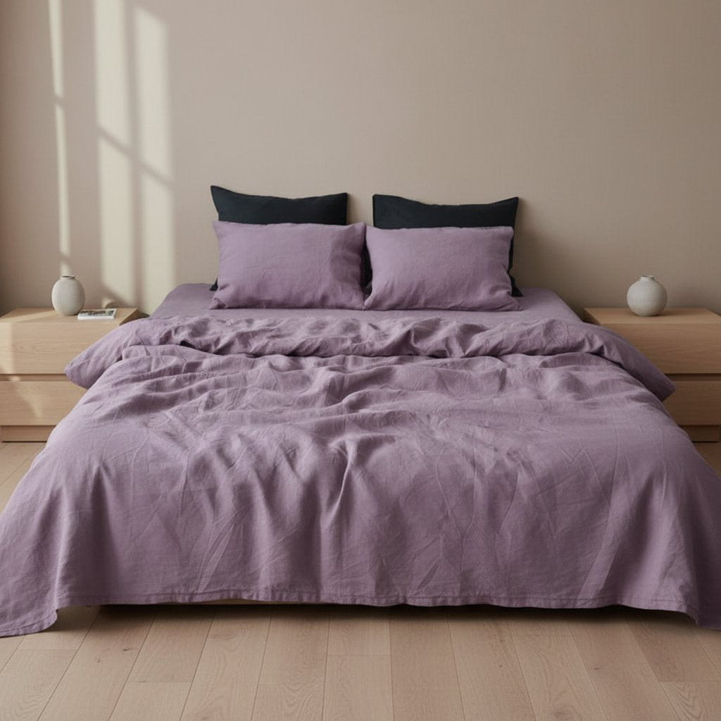 Mauve 100% Linen Bedding Set