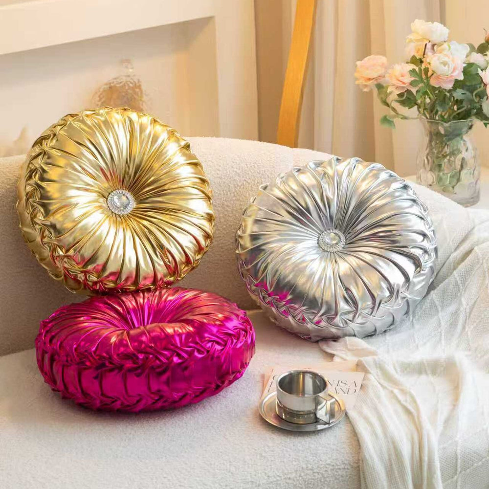 Metallic Circular Scatter Cushion With Filling