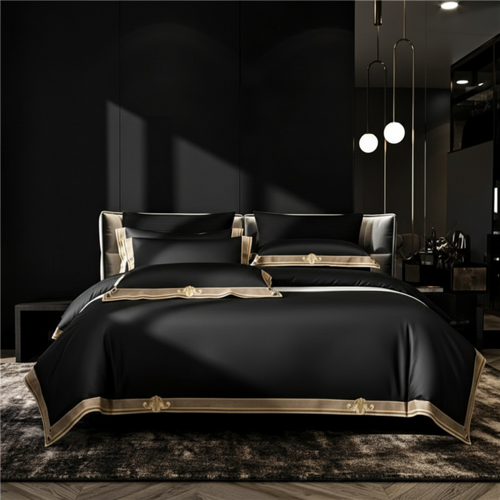 Nero Premium Embroidered Duvet Cover Set (Egyptian Cotton, 1000 TC)