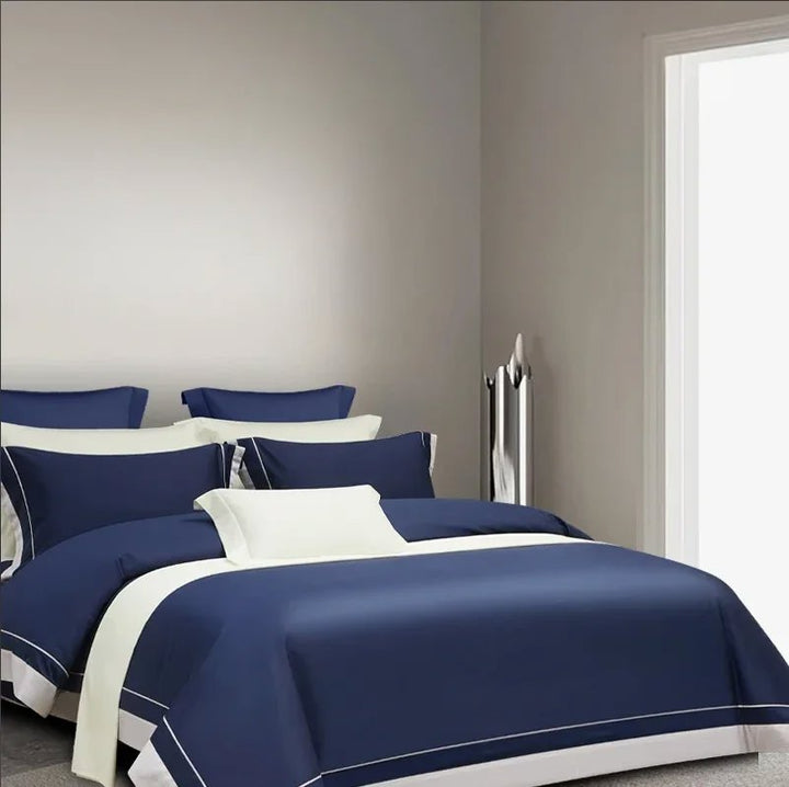 One-Line 1000 TC Blue/White Duvet Cover Set
