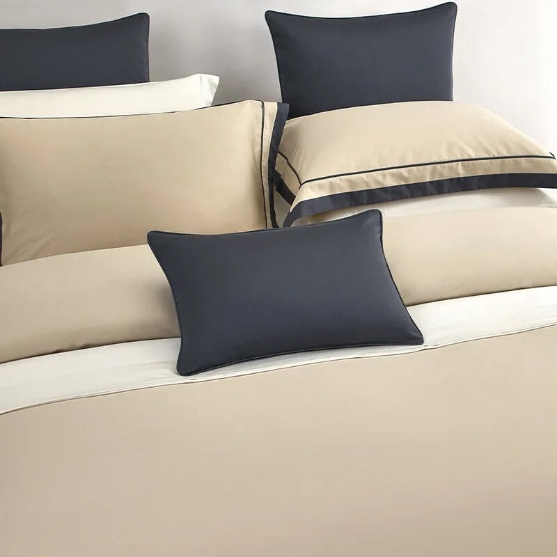 One-Line 1000 TC Camel Beige Duvet Cover Set