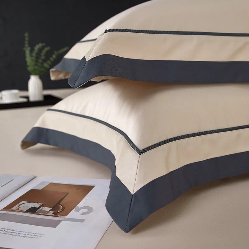 One-Line 1000 TC Camel Beige Duvet Cover Set