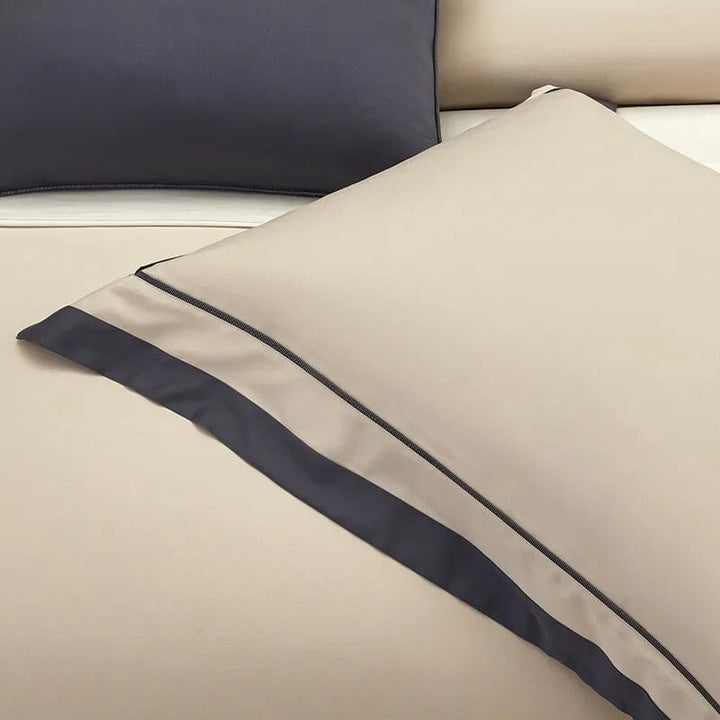 One-Line 1000 TC Camel Beige Duvet Cover Set