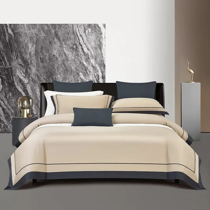 One-Line 1000 TC Camel Beige Duvet Cover Set