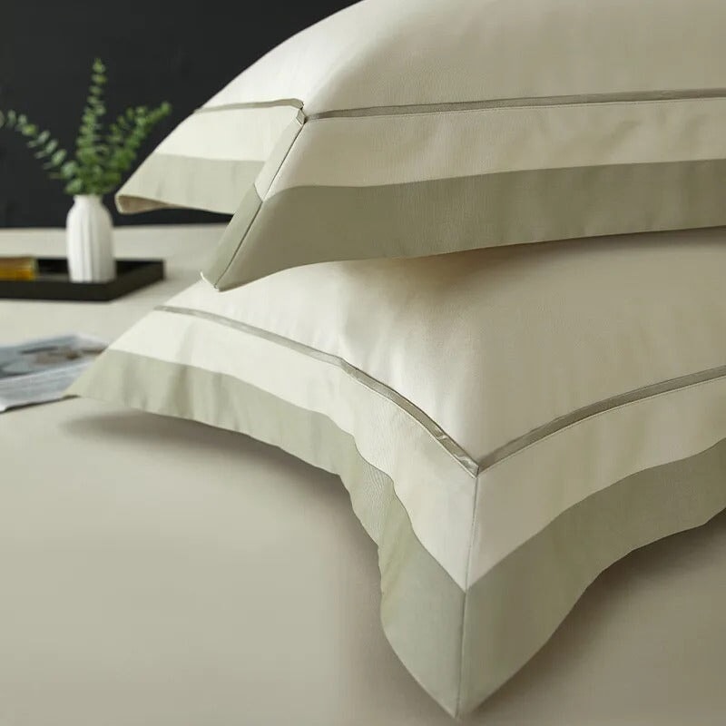 One-Line 1000 TC Sage Green Duvet Cover Set