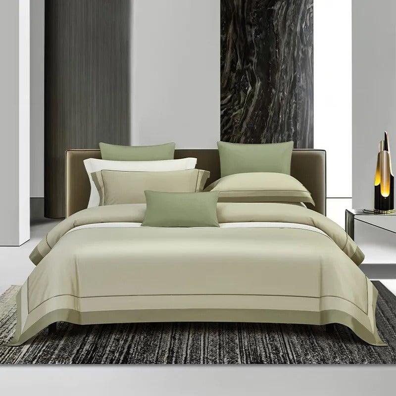 One-Line 1000 TC Sage Green Duvet Cover Set