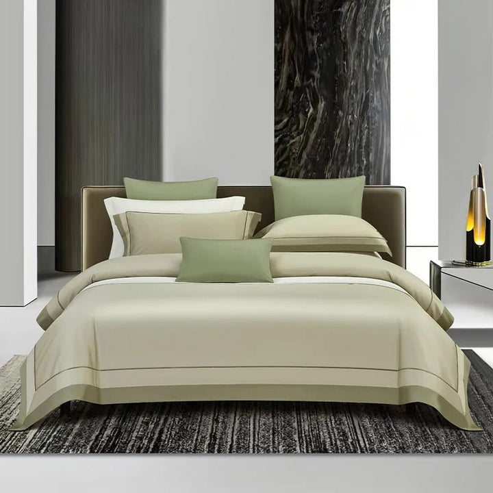 One-Line 1000 TC Sage Green Duvet Cover Set