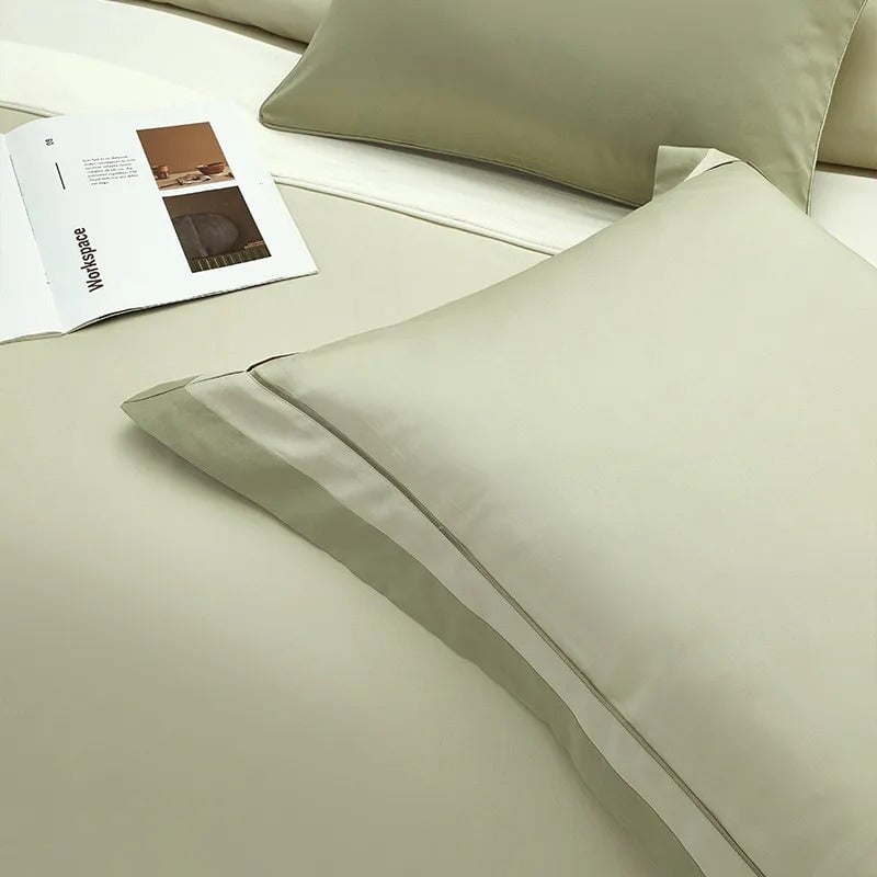 One-Line 1000 TC Sage Green Duvet Cover Set