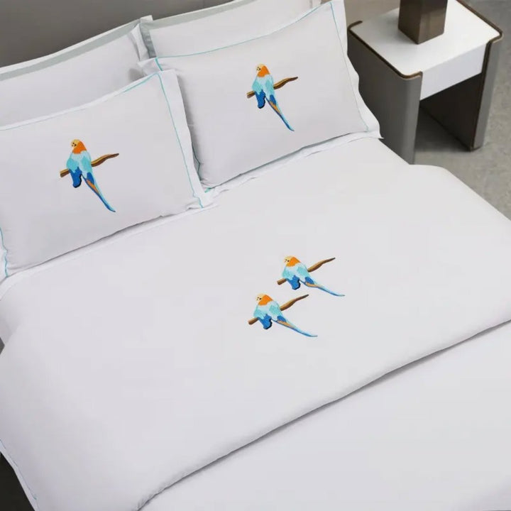 Paradise Parrot Embroidered Duvet Cover Set
