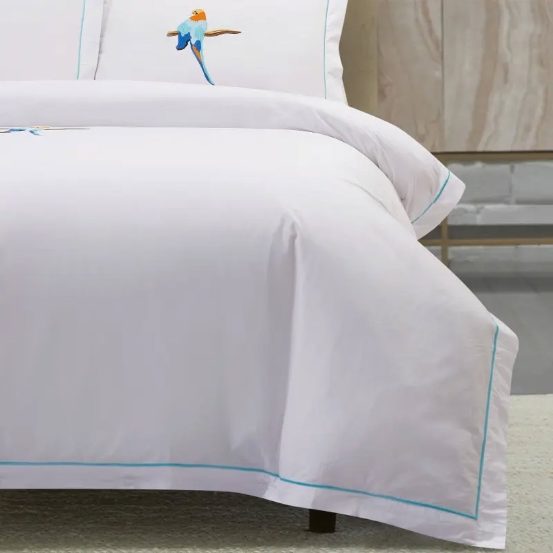 Paradise Parrot Embroidered Duvet Cover Set