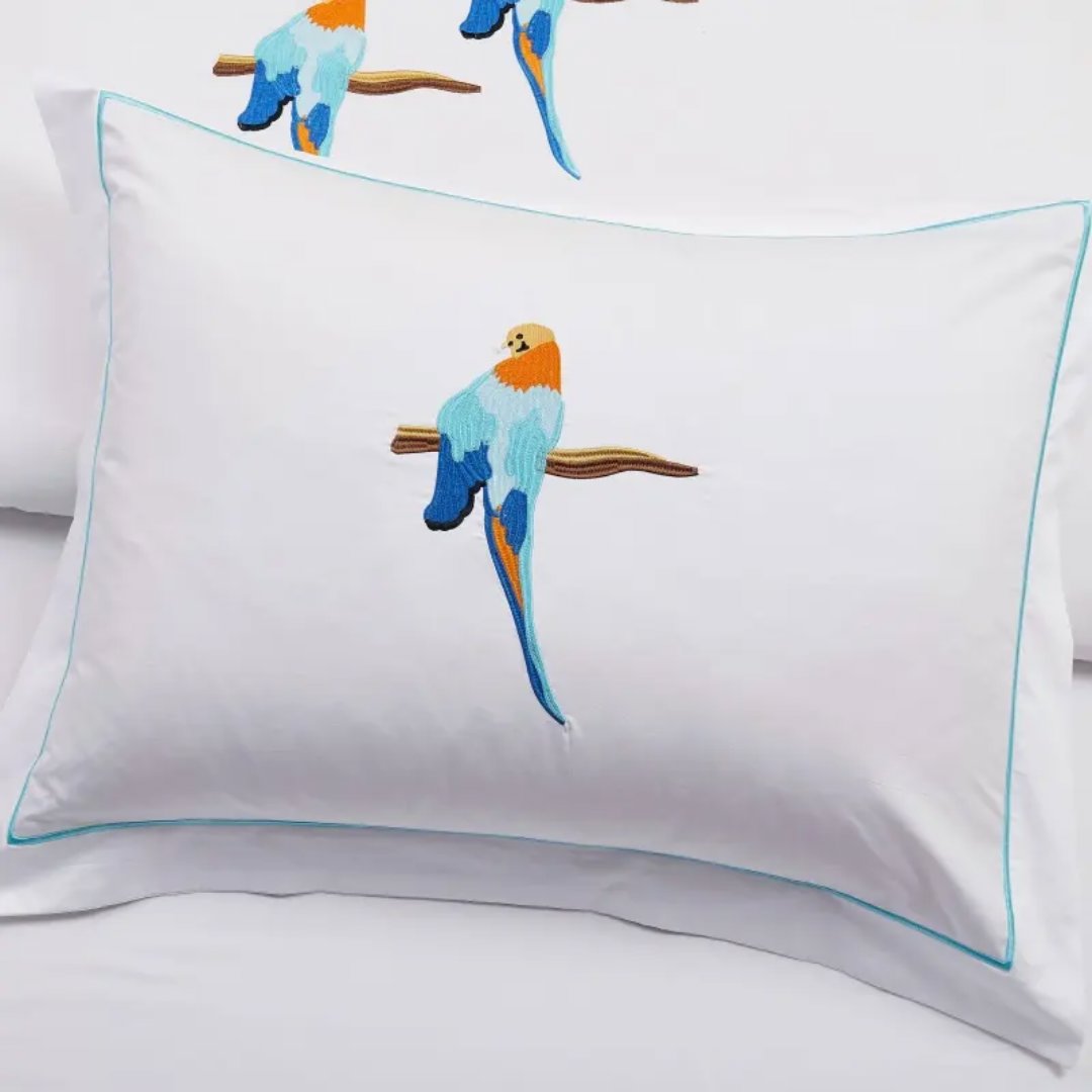 Paradise Parrot Embroidered Duvet Cover Set