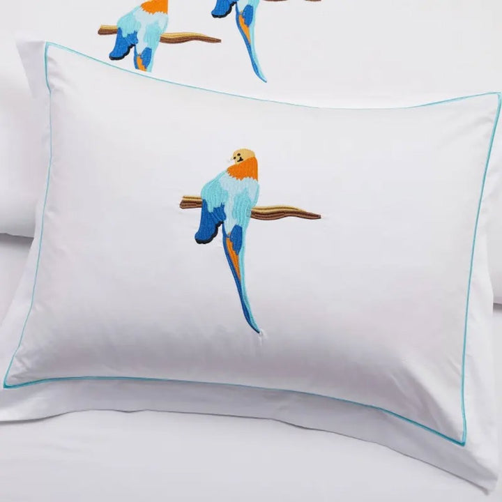 Paradise Parrot Embroidered Duvet Cover Set