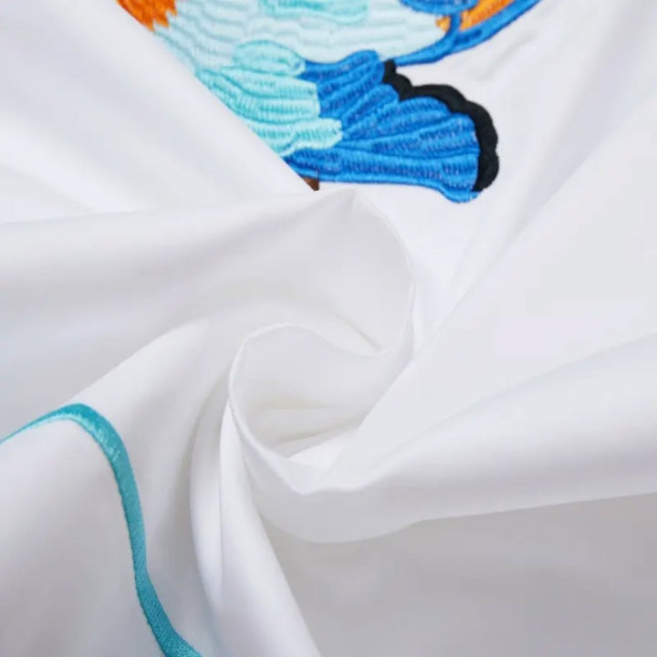 Paradise Parrot Embroidered Duvet Cover Set