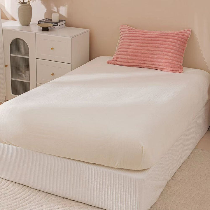 Pink & Cream Fluffy Ribbed Duvet Cover Set