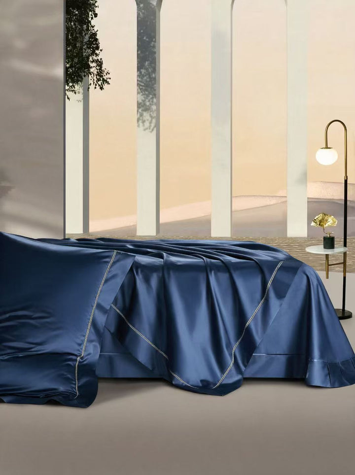 Linnea Navy Blue 1200 TC Duvet Cover Set - lifestyle bedroom
