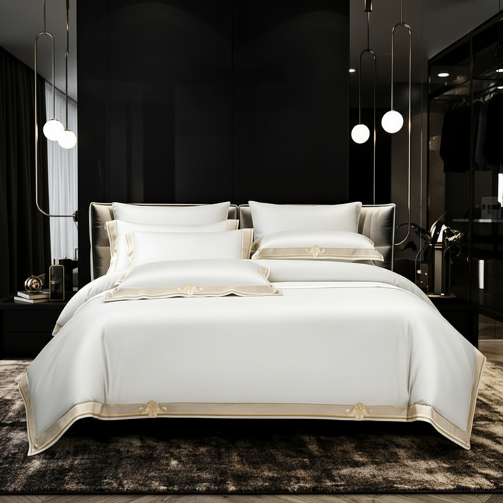Bianco Premium Embroidered Duvet Cover Set (Egyptian Cotton, 1000 TC)