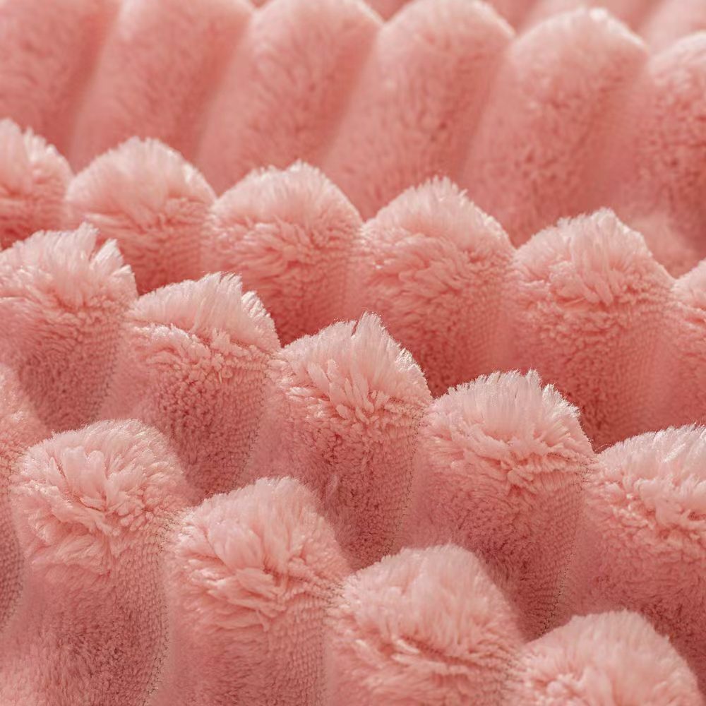 Fluffy Ribbed Pink Bedding Set
