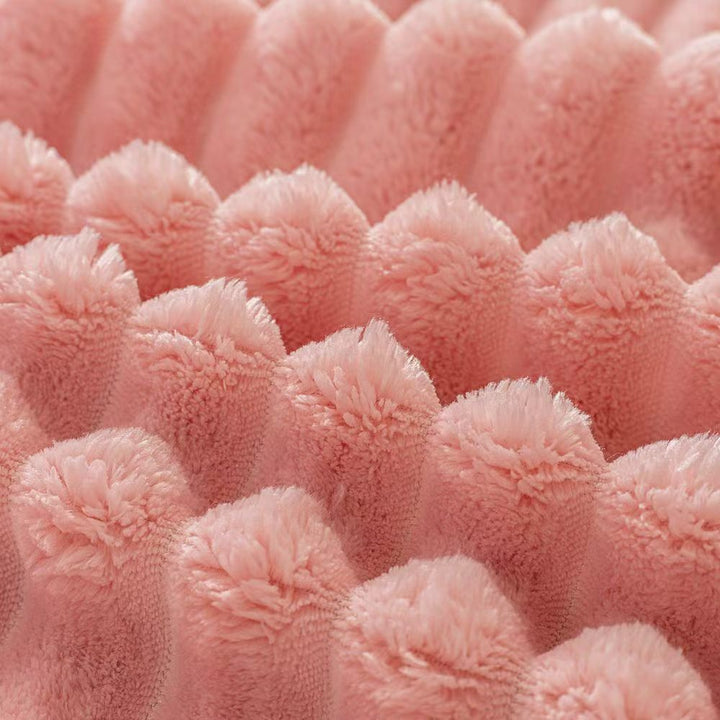 Fluffy Ribbed Pink Bedding Set