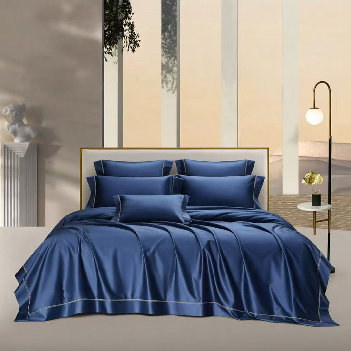 Linnea Navy Blue 1200 TC Duvet Cover Set - lifestyle headboard