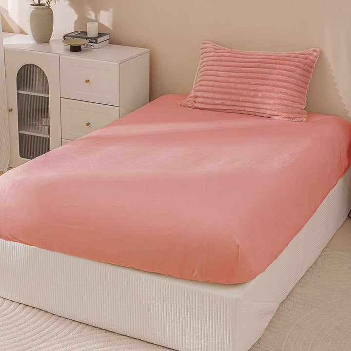 Fluffy Ribbed Pink Bedding Set