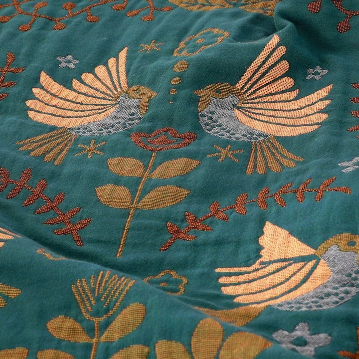 Roomie Reversible Bird Motif Gauze Cotton Blanket