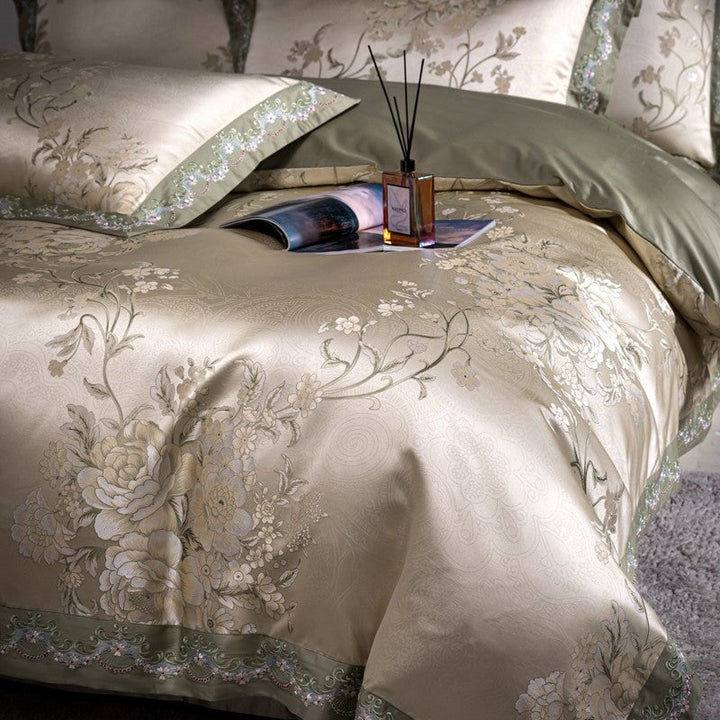 Rose Brocade Duvet Cover Set