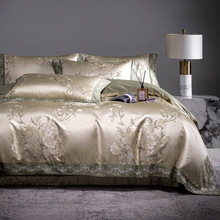 Rose Brocade Duvet Cover Set