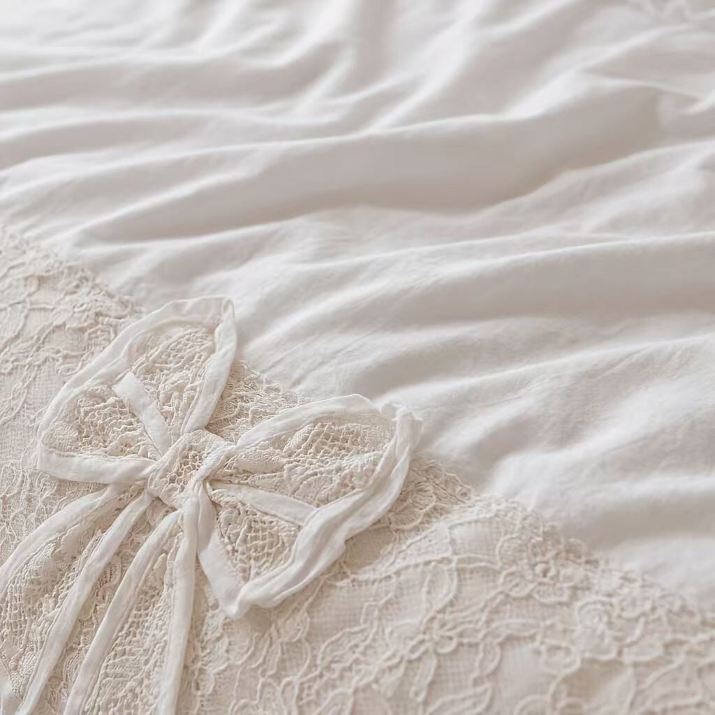 Ruffled Bow Duvet Cover Set