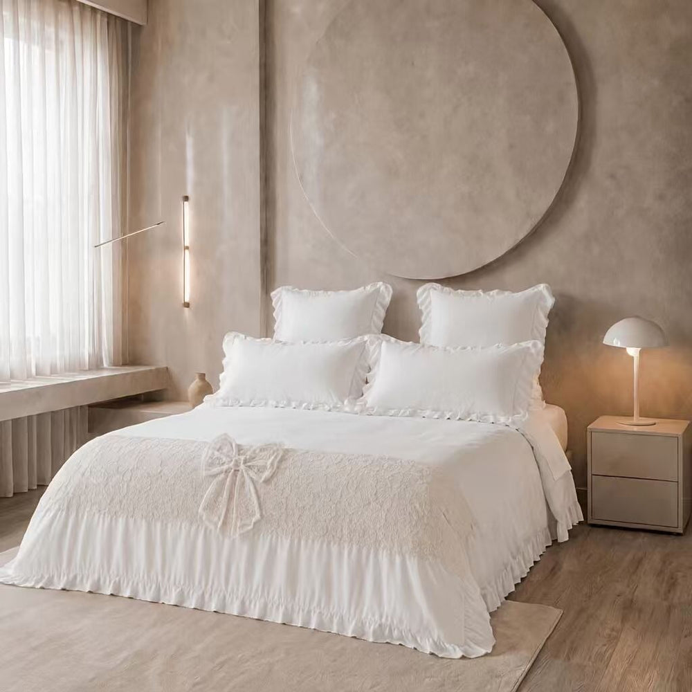 Ruffled Bow Duvet Cover Set