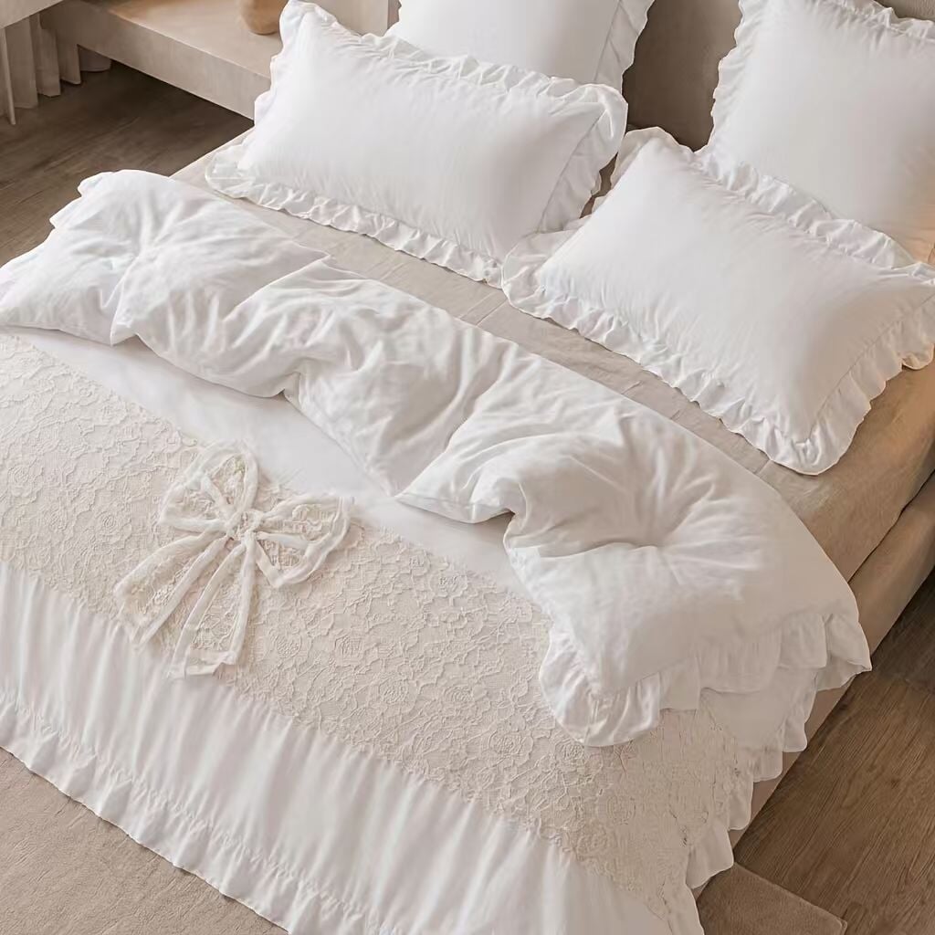 Ruffled Bow Duvet Cover Set