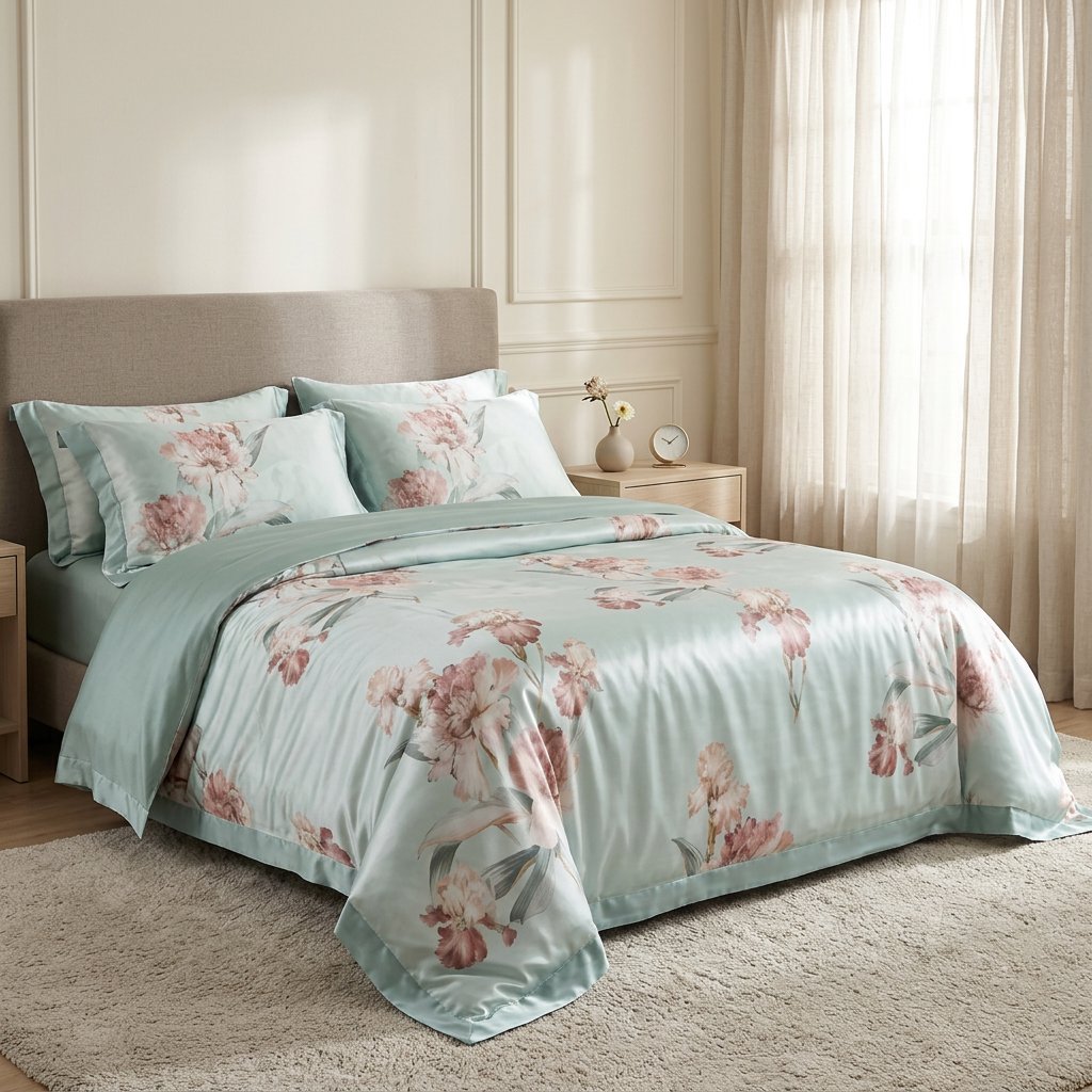 Serena Bloom 100% Mulberry Silk 22 Momme Duvet Cover Set
